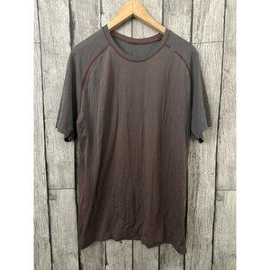 Lululemon Athletic T Shirt Grey Red Gym Wear Activewear Running Mens Size Large